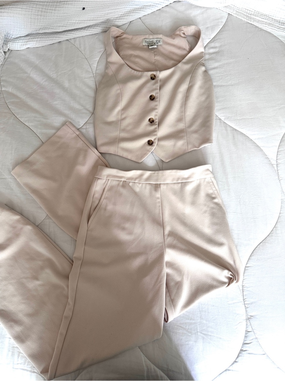 Rachel Zoe Cream Tailored Vest & Pants Set